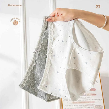 3 Pcs Set Autumn Lace Panties Set for Women - Floral Intimate Underwear - Trendy Patchwork Lace Briefs - Soft Lingerie for Females - Urban Heaven Co