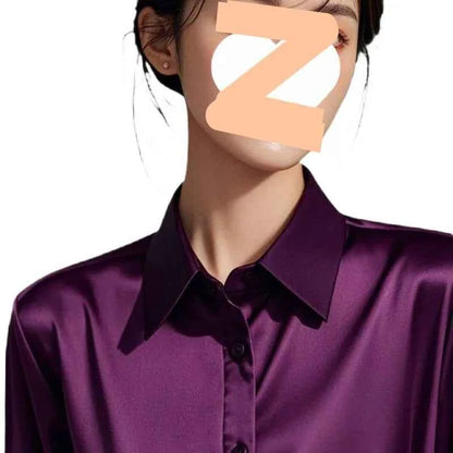 Elegant Purple Silk Blend Long Sleeve Women&