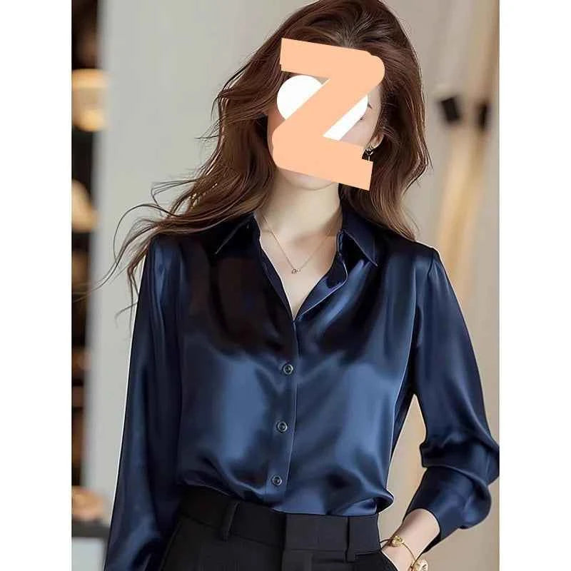 Elegant Purple Silk Blend Long Sleeve Women&